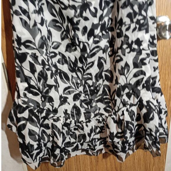 WHBM Strapless Silk Cocktail Dress Sz 12 Black White Floral Party Formal - Picture 4 of 9